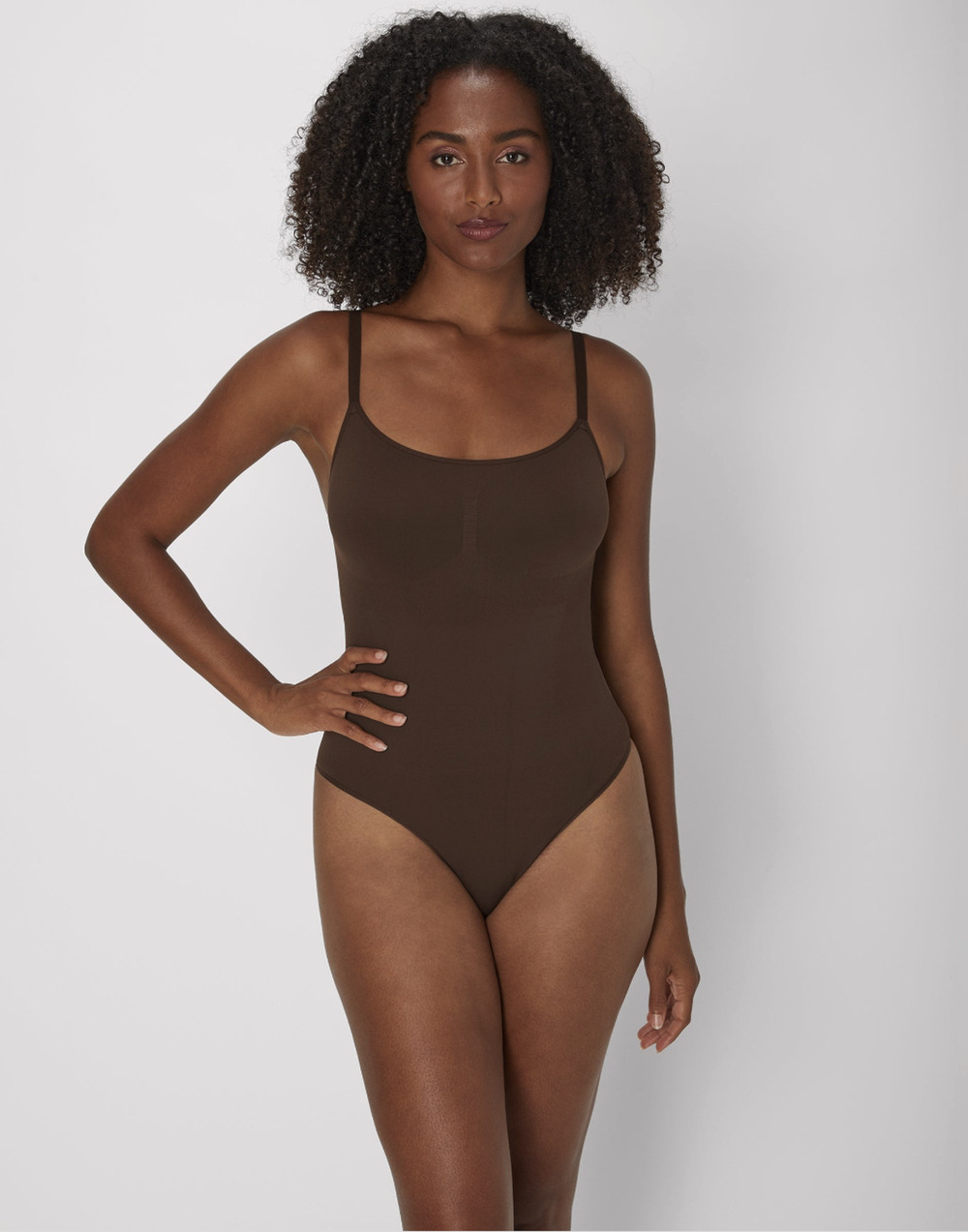 Maidenform Women Everyday Seamless Shapewear Thong Bodysuit Just Brown Size M